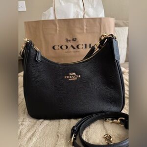 Coach Teri Hobo Bag Black Leather